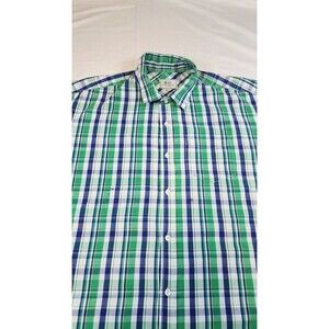 Ecko Unltd Shirt Mens‎ XXL Green Plaid Western Casual Button Up Short Sleeve